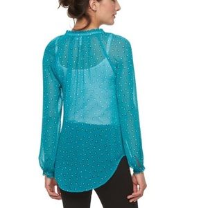 Elle Long Sleeve Blouse Chiffon Sheer Top